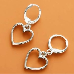 3/$30 Silver Heart Charm Drop Earrings